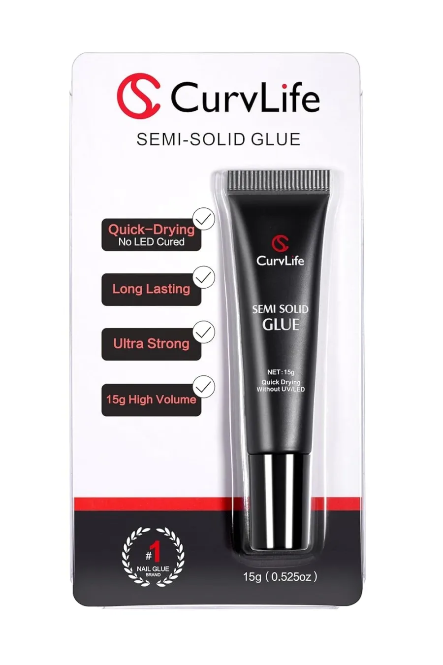 CurvLife Semi Solid Nail Glue 15g tube for press-on nails